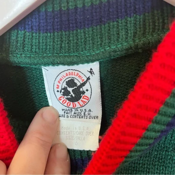 Vintage Boys Sailboat Sweater Good Lad Youth Size 6 Green Nautical Preppy - Picture 3 of 5